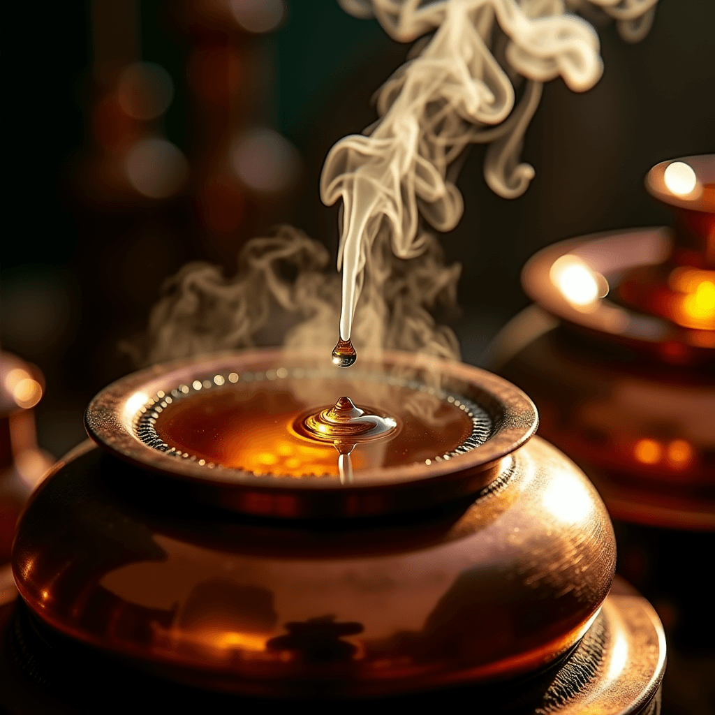 Traditional copper deg distillation of attar